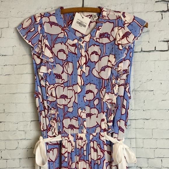 TED BAKER Tindraa Floral Frill Midi Dress Size 5 US 12 Ruffle Feminine Coquette - Picture 10 of 16